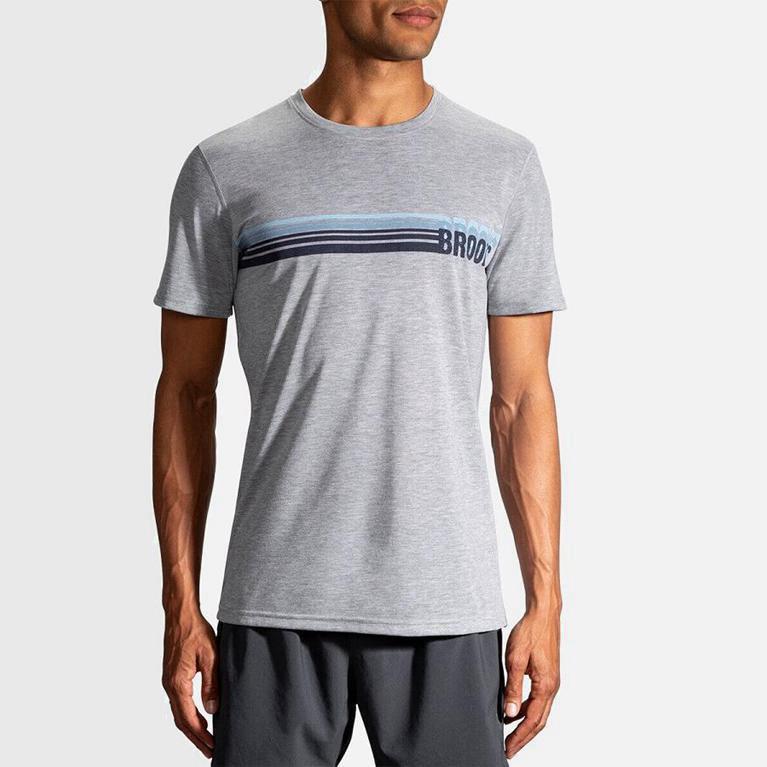 Brooks Distance Graphic - Camisetas Manga Corta Hombre - Gris (LC7614592)